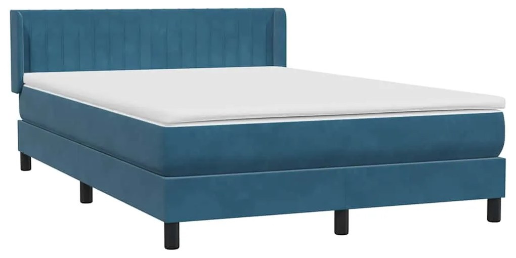 vidaXL Κρεβάτι Boxspring με Στρώμα Σκούρο Μπλε 160x210 εκ. Βελούδινο