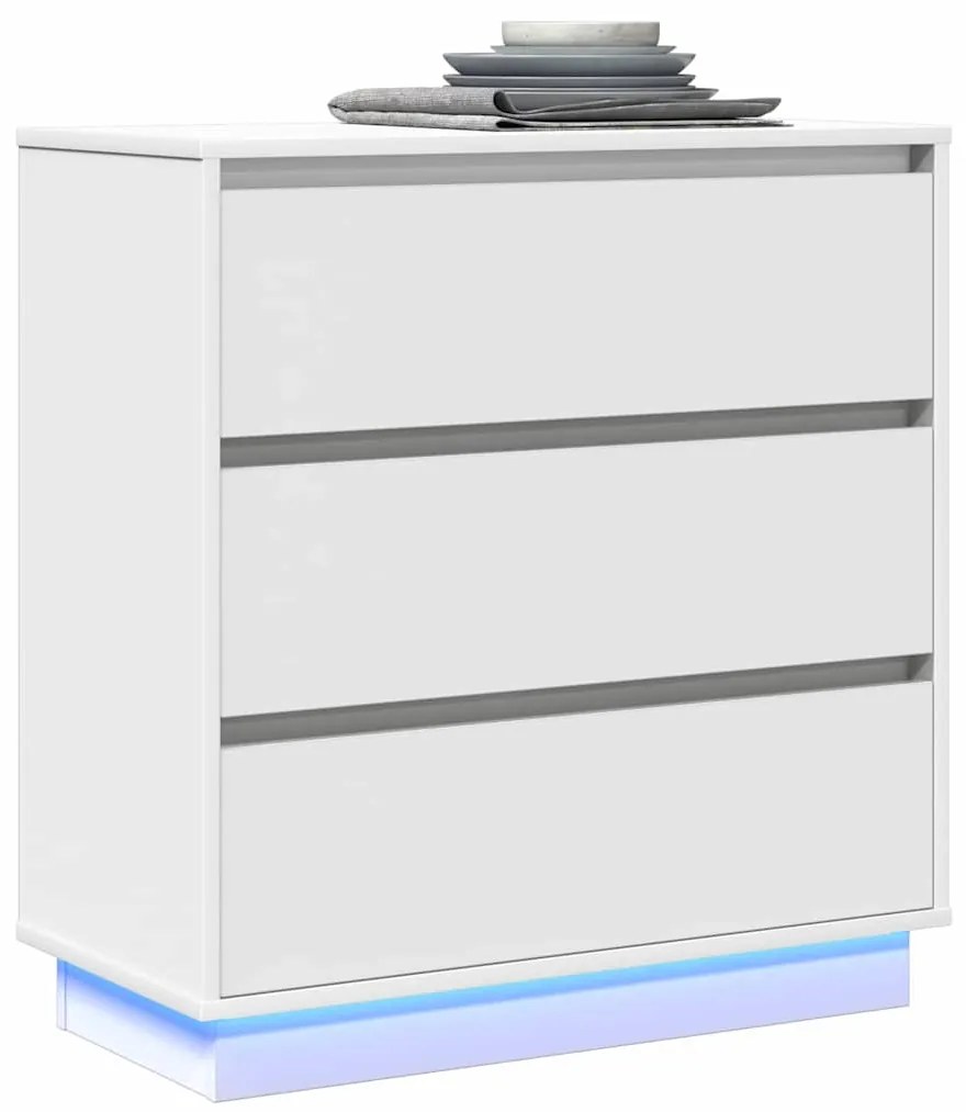vidaXL Κομοδίνο με συρτάρι Λευκό 71 x 34.5 x 75 εκ. Επεξεργασμένο ξύλο