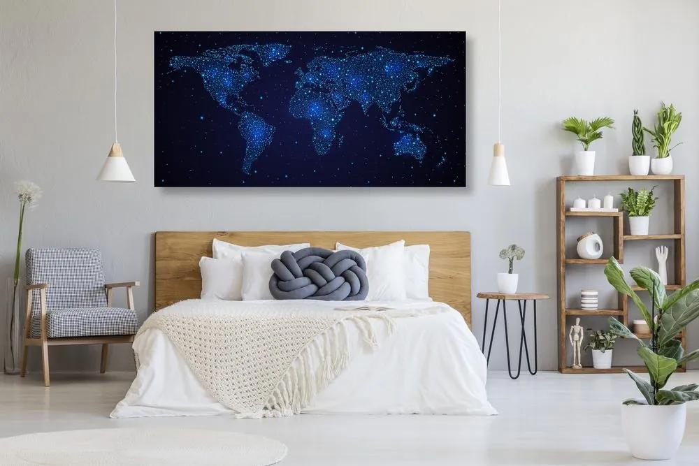 Εικόνα στον παγκόσμιο χάρτη φελλού με τον νυχτερινό ουρανό - 100x50  peg