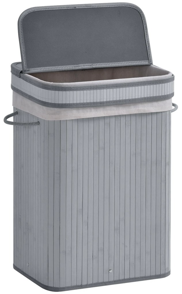 HOMCOM Καλάθι Απλυτων, 70 L Συλλέκτης Απλυτων με Καπάκι, Αφαιρούμενο Εσωτερικό, Κουτί Απλυτων για Μπάνιο, 40 x 30 x 60 cm, Γκρι