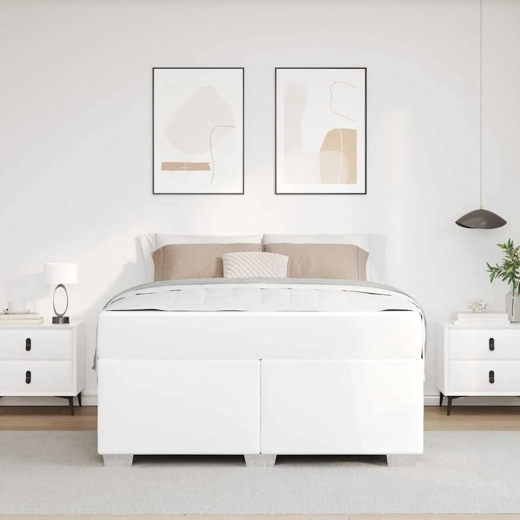 vidaXL Σκελετός Κρεβατιού Λευκό 140 x 200 cm Τεχνητό δέρμα