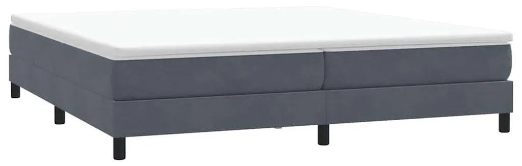 Κρεβάτι Boxspring με Στρώμα Σκούρο Γκρι 180x210 εκ. Βελούδινο - Γκρι