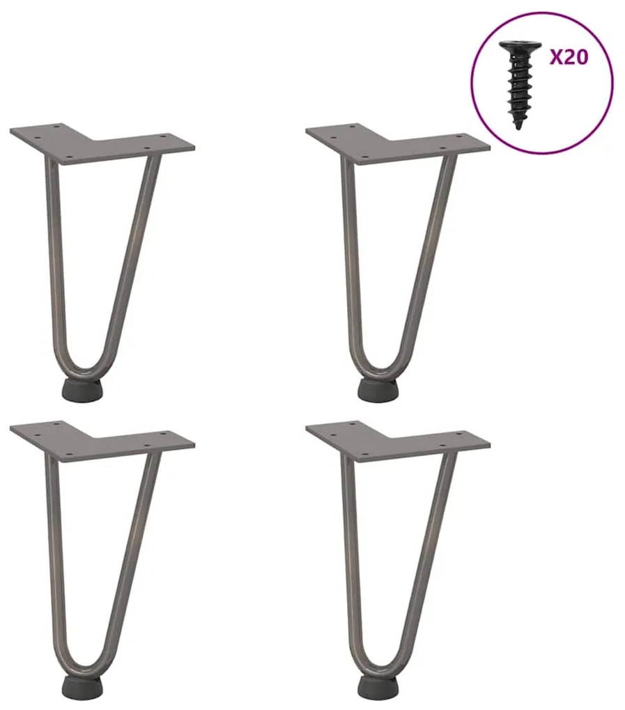 vidaXL Πόδια Φουρκέτας για Τραπεζάκι Σαλονιού 4 τεμ. από Φυσικό Ατσάλι 20 εκ. από Μασίφ Ατσάλι