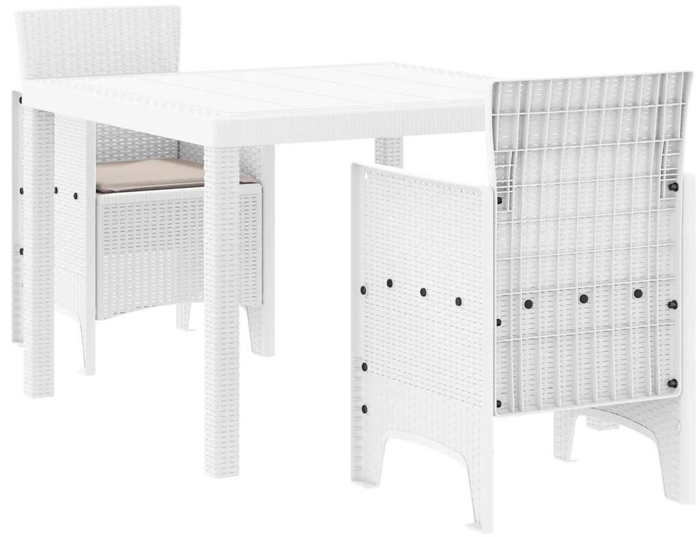 vidaXL Σετ Τραπεζαρίας Κήπου 3 pcs Λευκό 100 x 100 x 73 εκ