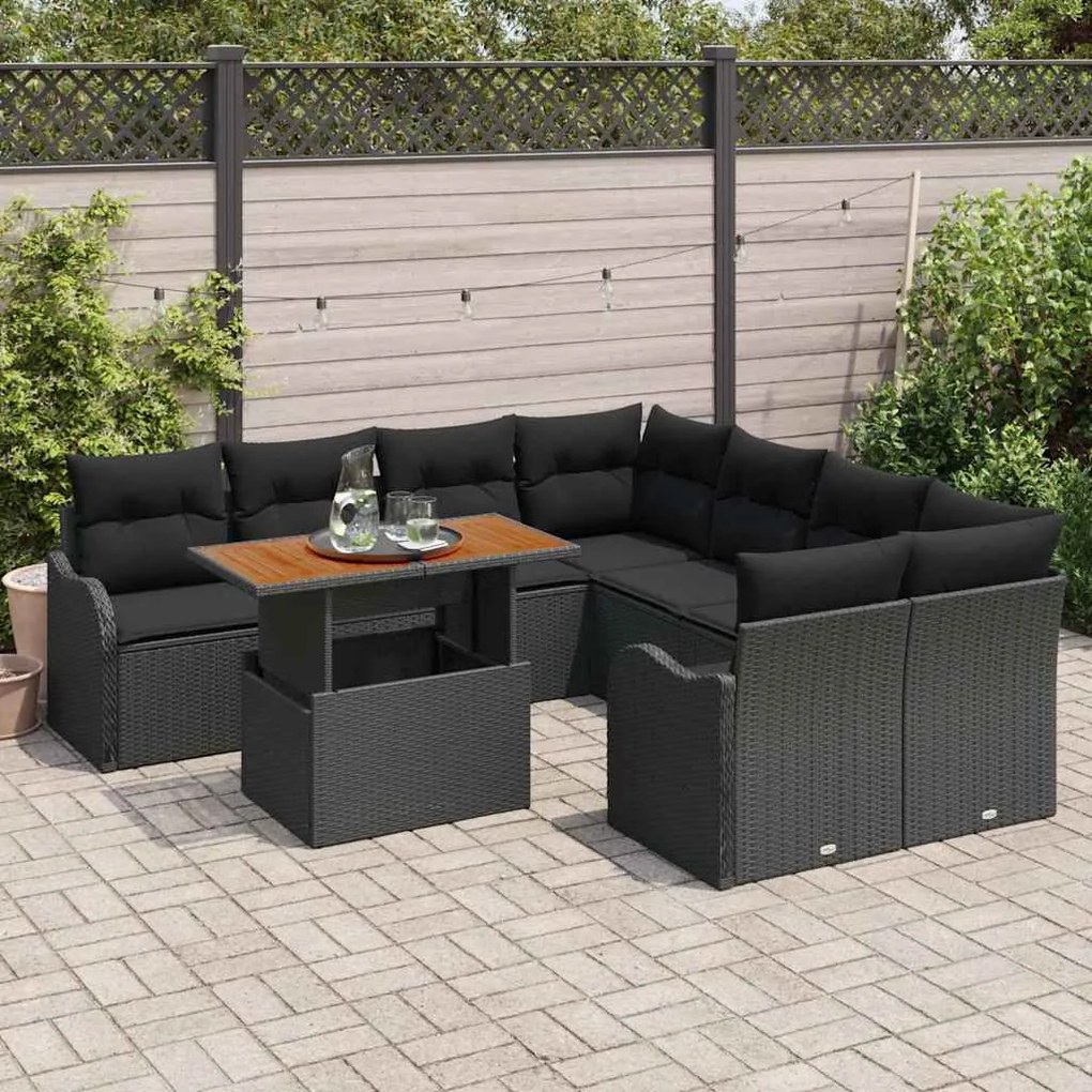 vidaXL Σετ Καναπέ Κήπου με μαξιλάρι 7 pcs Μαύρο 100 x 55 x 73 εκ