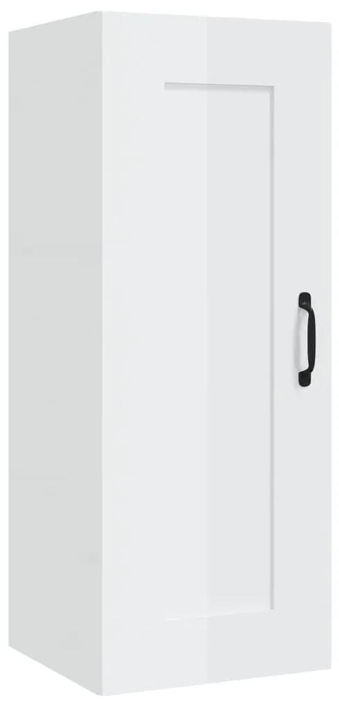 Ντουλάπι Κρεμαστό Γυαλ. Λευκό 35x34x90 εκ. Επεξεργασμένο Ξύλο - Λευκό