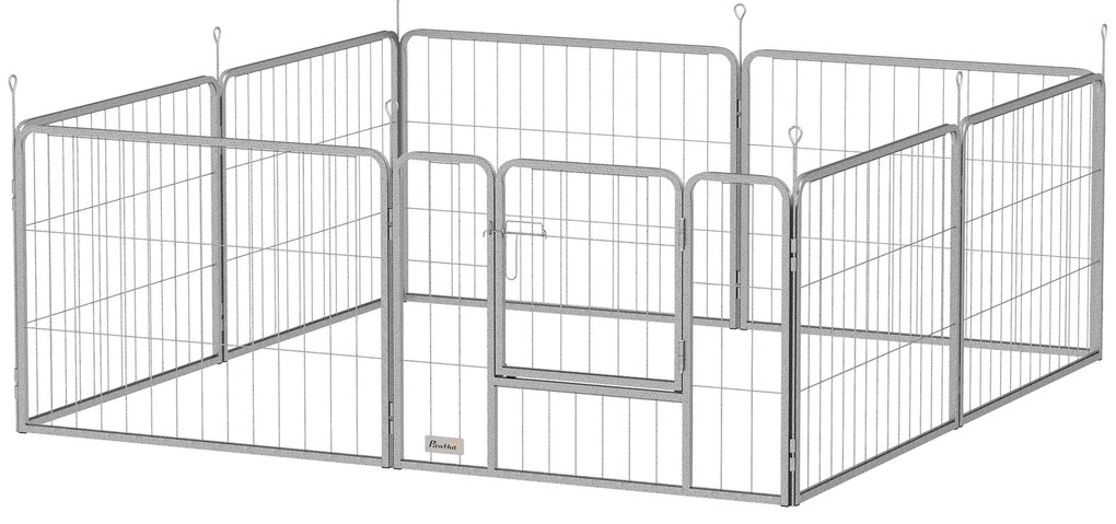 PawHut Περίφραγμα κατοικίδιων, φράχτης σκύλου, παιδική χαρά κατοικίδιων, ευέλικτα προσαρμόσιμο, ανοξείδωτος χάλυβας