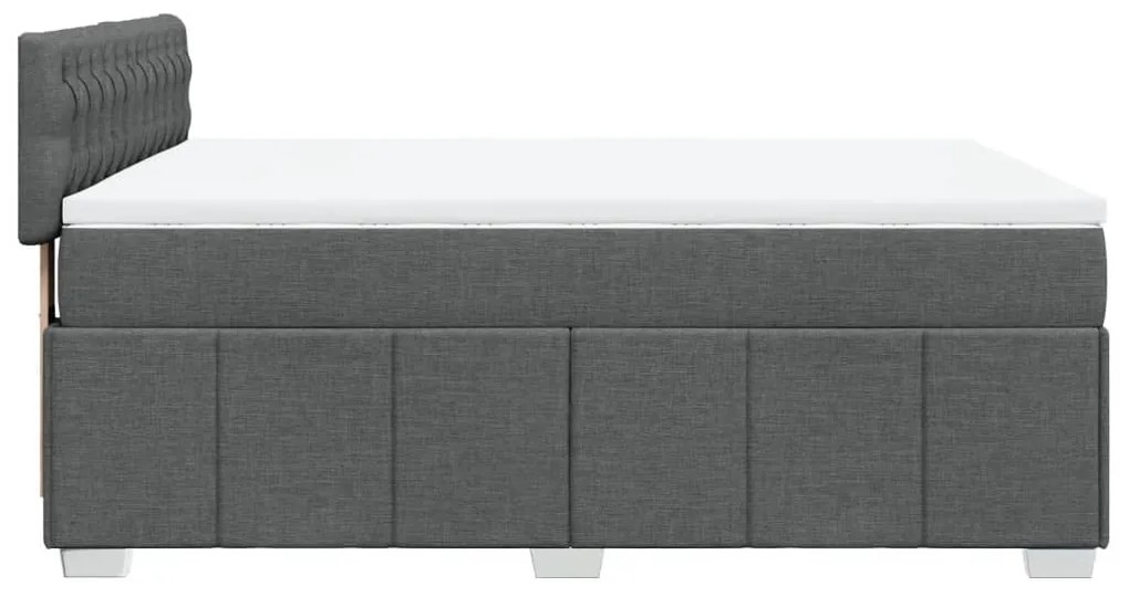 vidaXL Κρεβάτι Boxspring με Στρώμα Σκούρο Γκρι 140x190 εκ. Υφασμάτινο