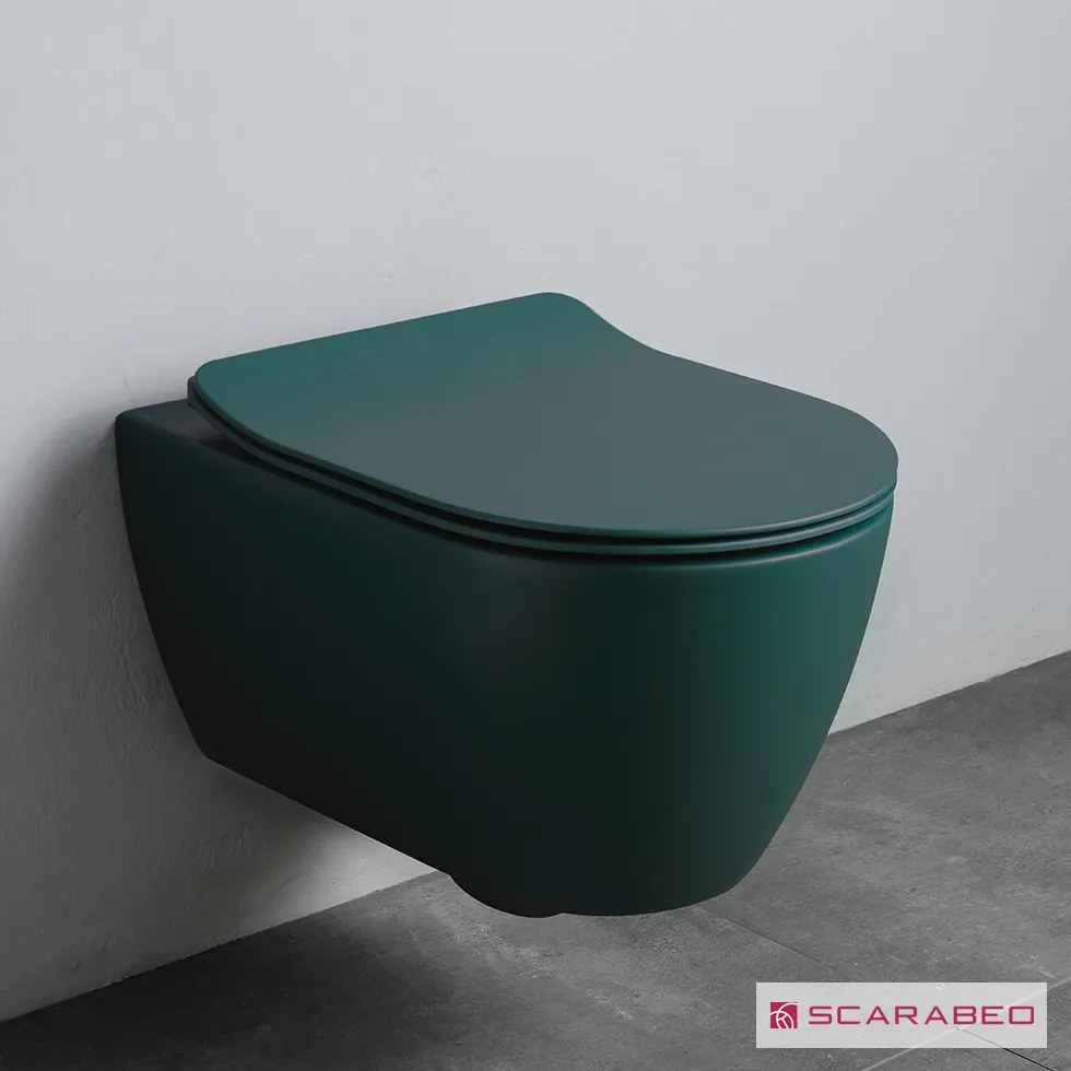 Λεκάνη Κρεμαστή MOON/50,5 Clean-Flush με κάλυμμα Slim Soft Close, Scarabeo Musk (verde) 552000SC-900