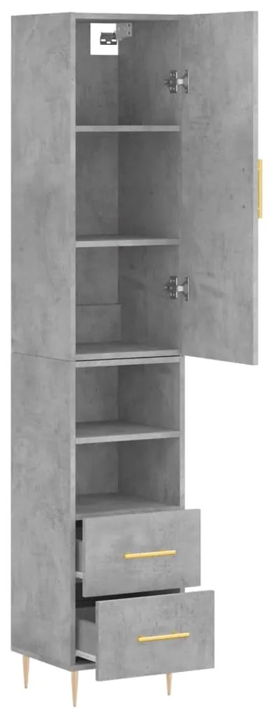 vidaXL Ντουλάπι Γκρι Σκυροδέματος 34,5x34x180 εκ. Επεξεργασμένο Ξύλο