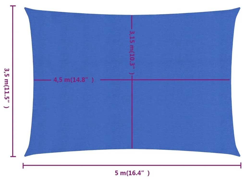 Πανί Σκίασης Ορθογώνιο Μπλε 3,5x5 μ. HDPE 160 γρ./μ² - Μπλε