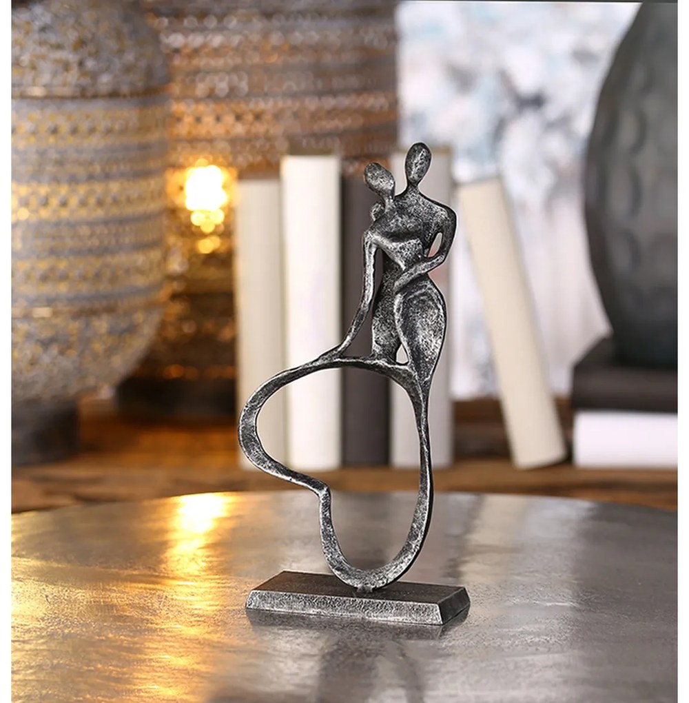 Γλυπτό Καρδιά &#039;Stand by Me&#039; Ζευγάρι Μοτίβο Σιδερένιο Ανθρακί/Ασημί 5x11x23cm