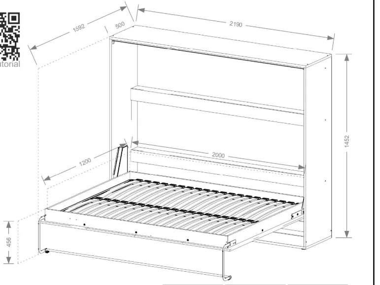 Κρεβάτι τοίχου Aether I -Leuko-Mauro-120 x 200