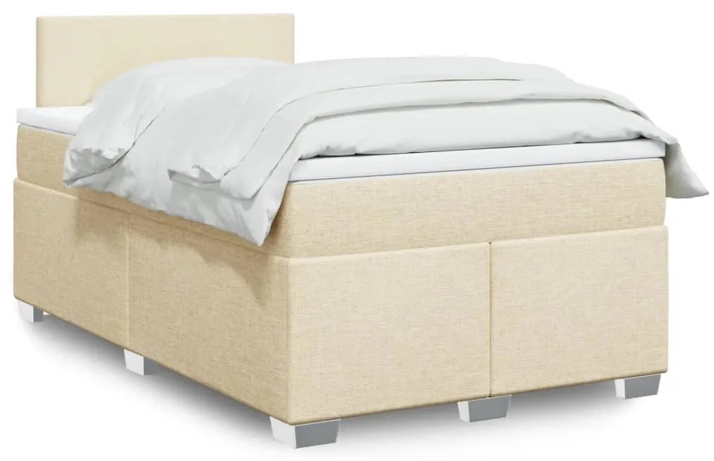 Κρεβάτι Boxspring με Στρώμα Κρεμ 120x200 εκ. Υφασμάτινο - Κρεμ