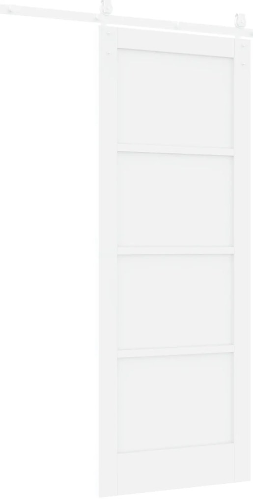 vidaXL Συρόμενη Πόρτα με Σετ Εξαρτημάτων Λευκή 78x202 εκ. Στερεό Ξύλο Πεύκο