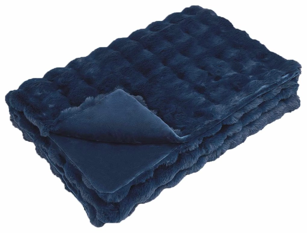 vidaXL Ψεύτικη κουβέρτα από κουνέλι Θαλασσί Μπλε 240 x 270 εκ.