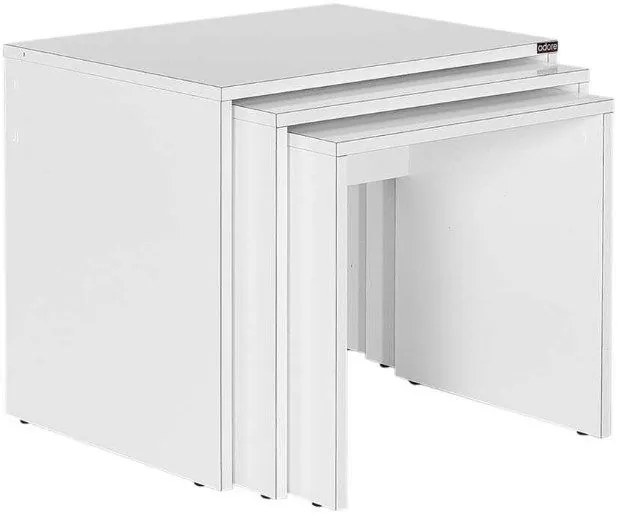 Σετ τραπεζάκια Ζιγκον Λευκό High gloss 55x47x40cm