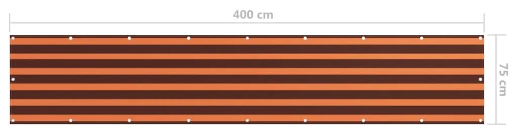 vidaXL Διαχωριστικό Βεράντας Πορτοκαλί/Καφέ 75 x 400 εκ. Ύφασμα Oxford