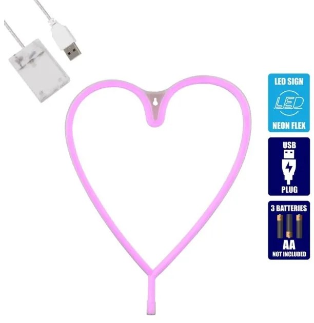 Διακοσμητικό Φωτιστικό Neon Led Ροζ Heart Line 78593 Globostar-78593-Ροζ 78593