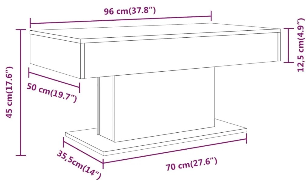 vidaXL Τραπεζάκι Σαλονιού Γκρι Sonoma 96x50x45 εκ. Επεξεργασμένο Ξύλο