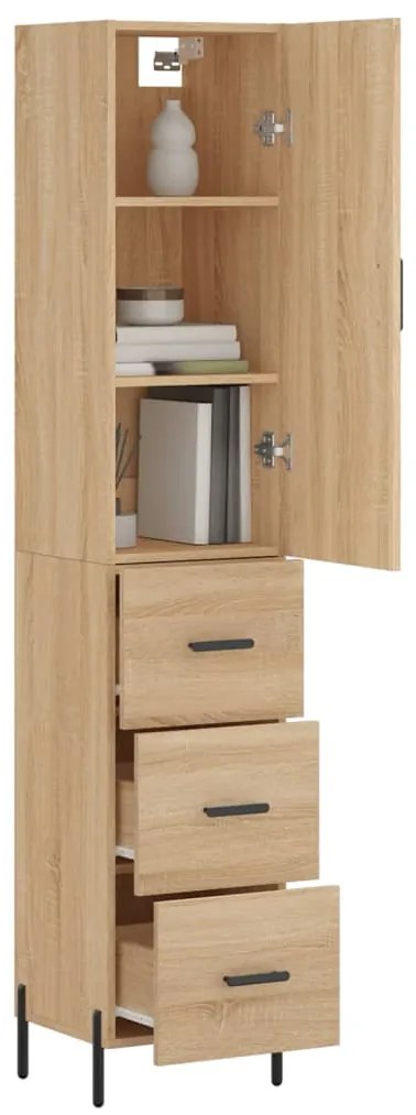 vidaXL Μπουφές Sonoma δρυς 34,5 x 34 x 180 εκ. από Επεξεργασμένο Ξύλο