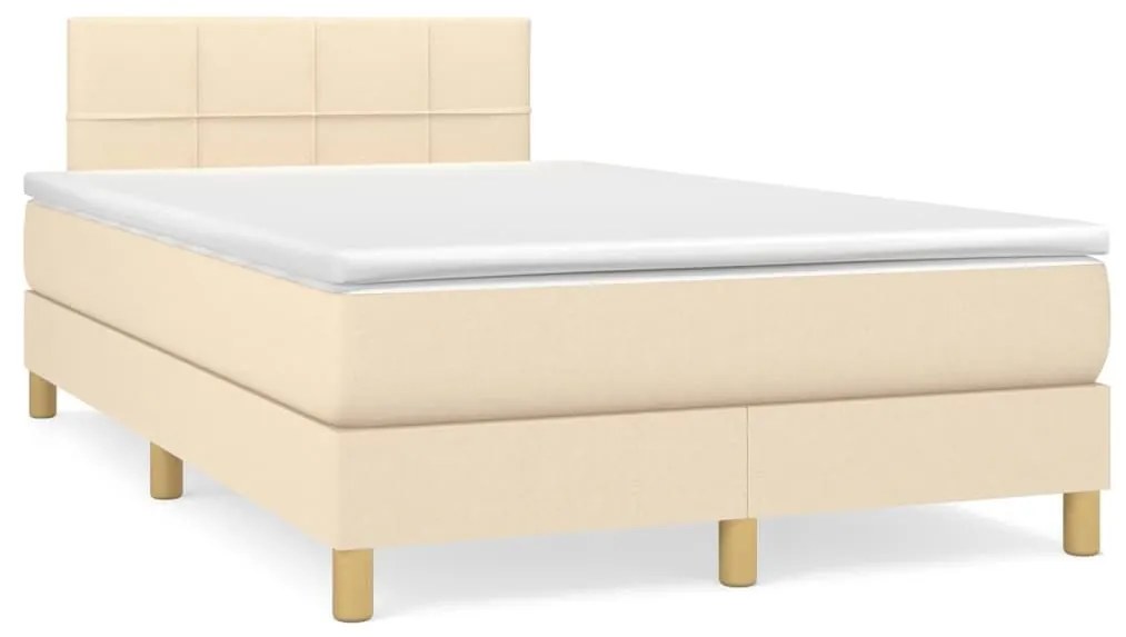 Κρεβάτι Boxspring με Στρώμα Κρεμ 120x200 εκ. Υφασμάτινο - Κρεμ