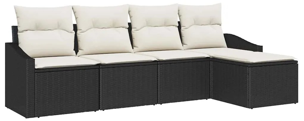 vidaXL Σέτ φαγητού για κήπο με μαξιλάρι 5 pcs Μαύρο, Κρέμα
