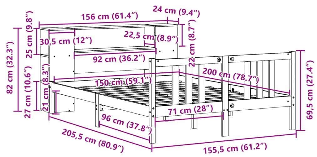 ΚΡΕΒΑΤΙ ΒΙΒΛΙΟΘΗΚΗ ΧΩΡΙΣ ΣΤΡΩΜΑ 150X200 ΕΚ ΜΑΣΙΦ ΞΥΛΟ ΠΕΥΚΟΥ 3322284