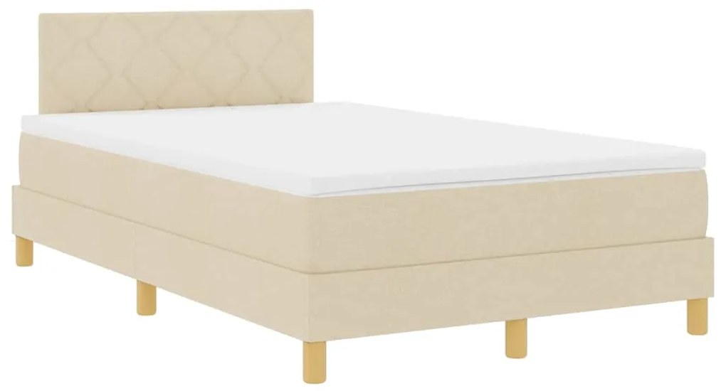 vidaXL Κρεβάτι με ελατήρια με στρώμα Κρεμ 120 x 200 cm ύφασμα