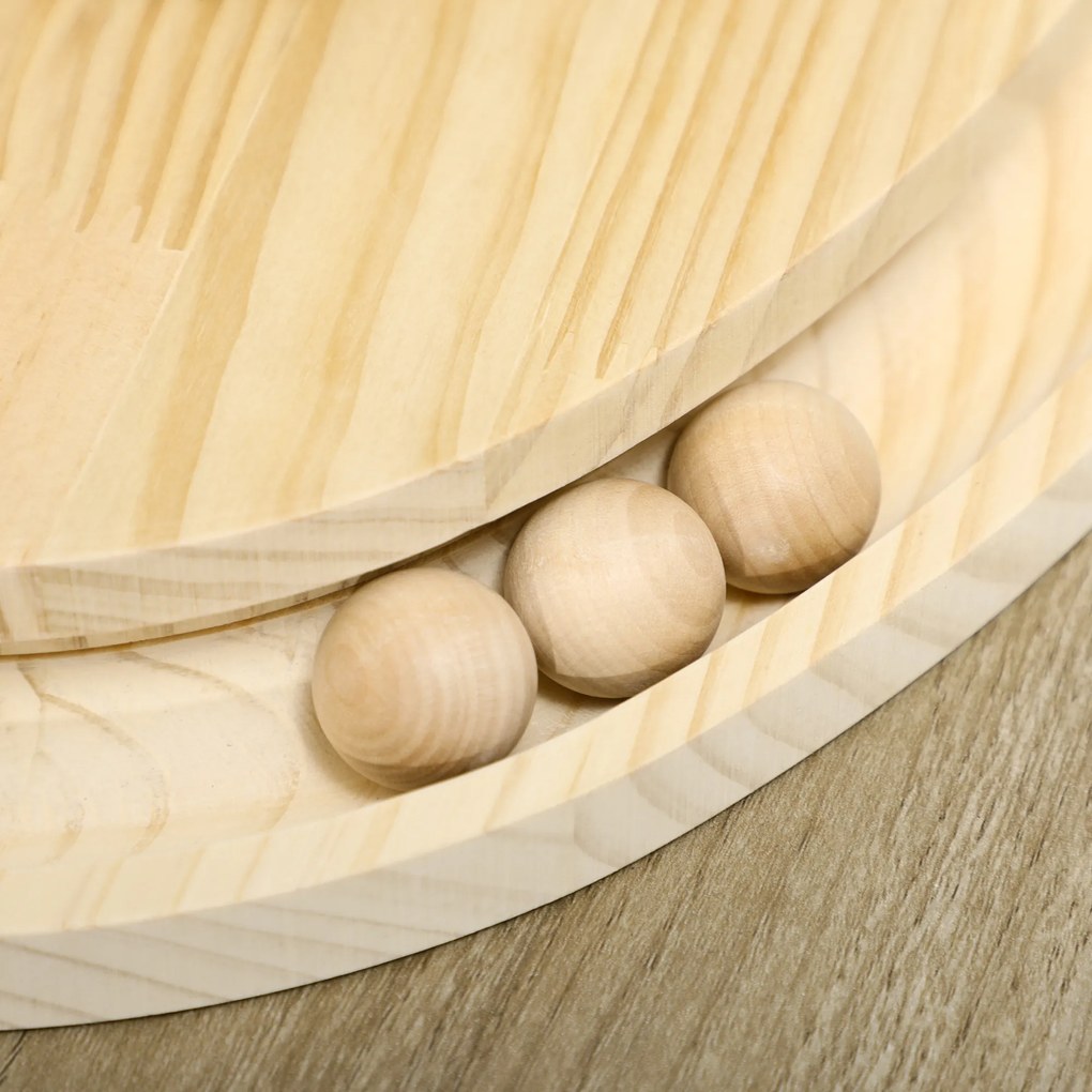 PawHut Διαδραστικό Παιχνίδι Γάτας, Επιφάνεια Ξυσίματος, Οβάλ Κανάλι Μπάλας, Ξύλο Πεύκου, 39,5 x 32,5 x 14,5 cm