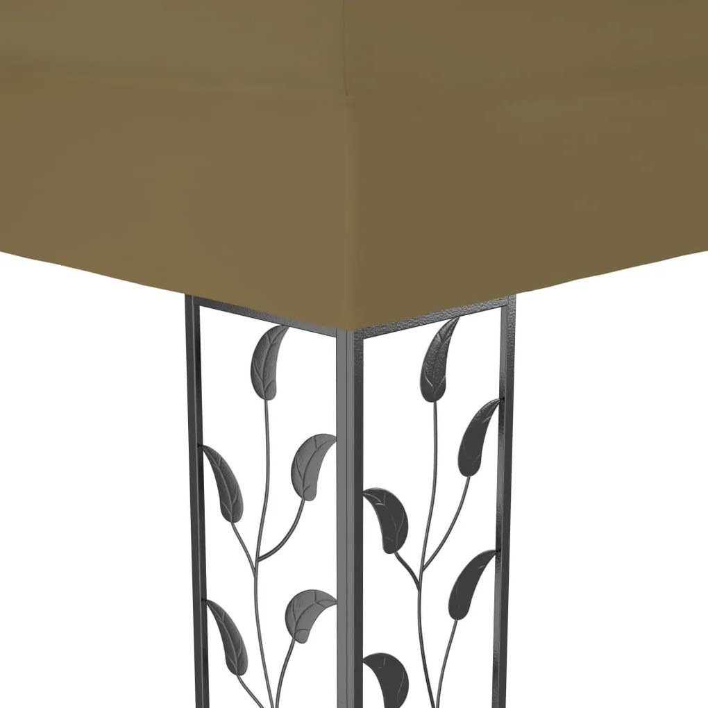 vidaXL Κιόσκι με Διπλή Οροφή και Φωτάκια LED Taupe 3 x 4 μ.