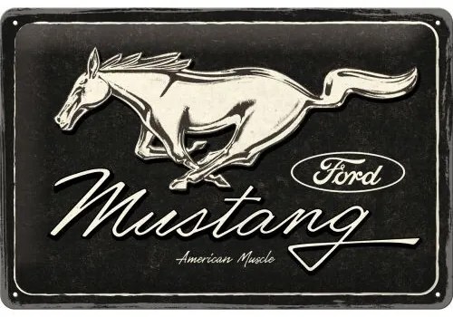 Μεταλλική πινακίδα Ford - Mustang - Logo Black