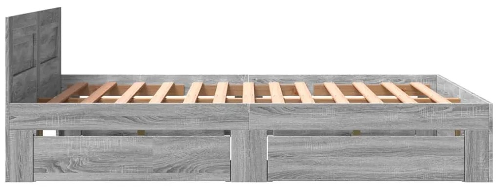vidaXL Πλαίσιο Κρεβατιού με Κεφαλάρι Γκρι Sonoma 160x200εκ. Επεξ. Ξύλο
