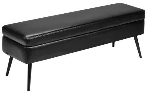 VEVOR PU Leather Storage Ottoman Bench Shoe Seat with Storage & Metal Legs Black