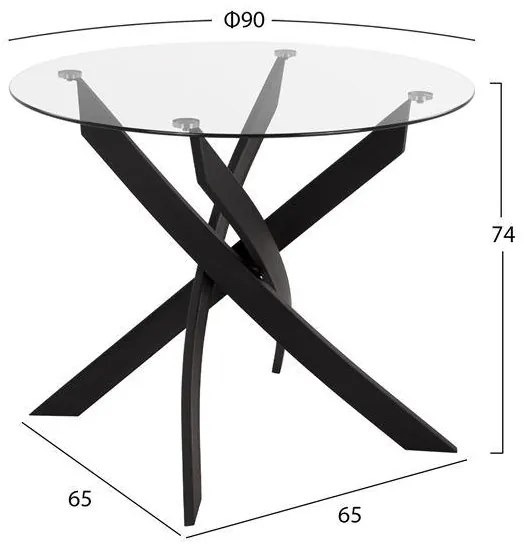Σετ τραπεζαρίας C11071 5τμχ με Τραπέζι Μαύρο Φ90x74εκ. & Καρέκλες LADY Γκρί