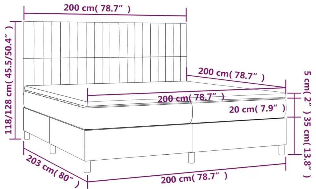 vidaXL Κρεβάτι Boxspring με Στρώμα Μαύρο 200x200 εκ. Βελούδινο