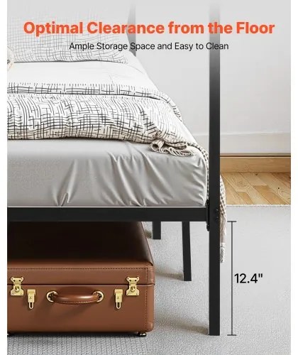 VEVOR Full Size Canopy Bed Frame Metal Canopy Bed with Four Posters Black