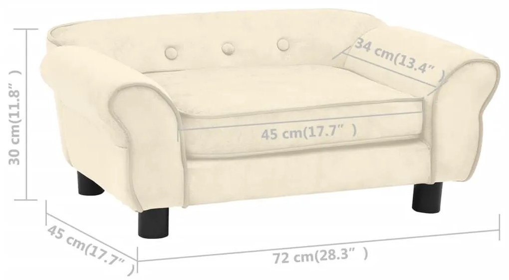 Καναπές - Κρεβάτι Σκύλου Κρεμ 72 x 45 x 30 εκ. Βελουτέ - Κρεμ
