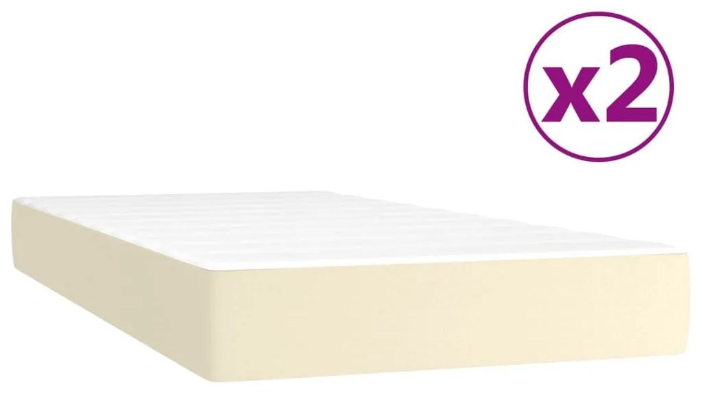 Κρεβάτι Boxspring με Στρώμα Κρεμ 200x200 εκ. Συνθετικό Δέρμα - Κρεμ