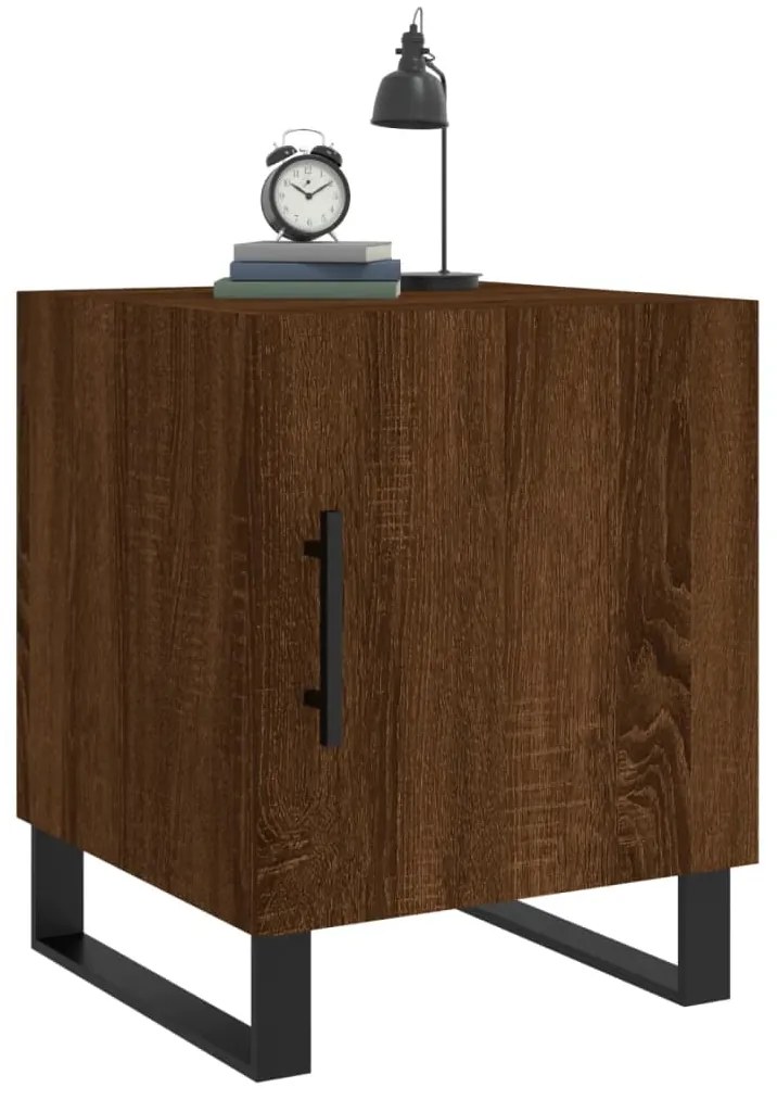 vidaXL Κομοδίνα 2 τεμ. Καφέ Δρυς 40 x 40 x 50 εκ. από Επεξεργ. Ξύλο