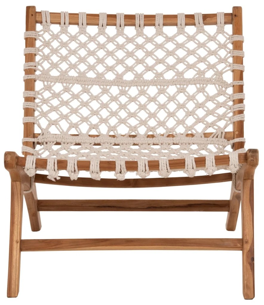 Πολυθρόνα ANTIB C9466.01 Ξύλο ΤΕΑΚ με Nylon Λευκό Σχοινί 65x77x68Υεκ. 65x77x68 εκ.