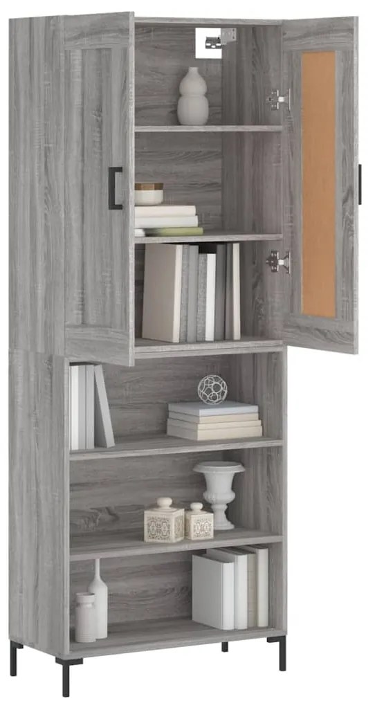 vidaXL Ντουλάπι Γκρι Sonoma 69,5 x 34 x 180 εκ. Επεξεργασμένο Ξύλο