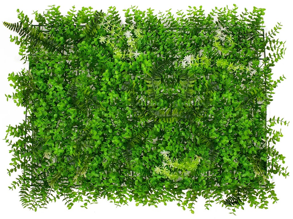 GloboStar® 78412 Artificial - Συνθετικό Τεχνητό Διακοσμητικό Πάνελ Φυλλωσιάς - Κάθετος Κήπος Καυκάσιο Πυξάρι - Φτέρη - Tokyo sun Πράσινο Μ60 x Υ40 x Π9cm