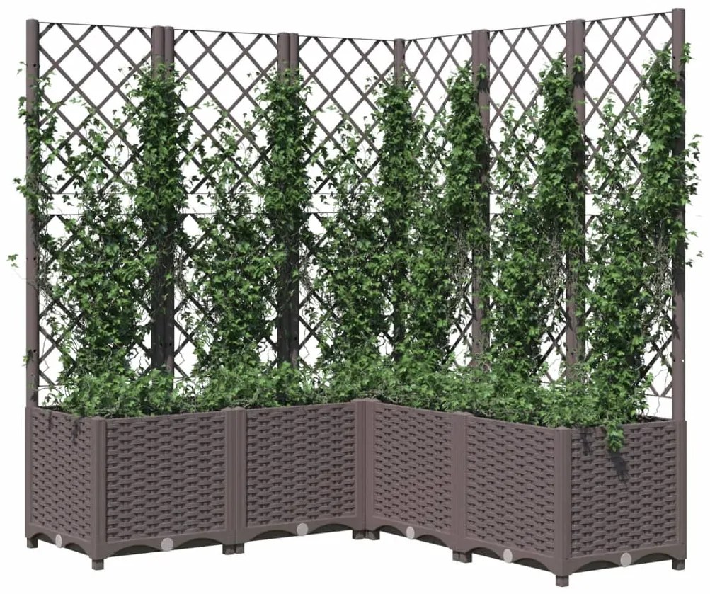vidaXL Ζαρντινιέρα Κήπου με Καφασωτό Καφέ 120 x 120 x 136 εκ. από PP