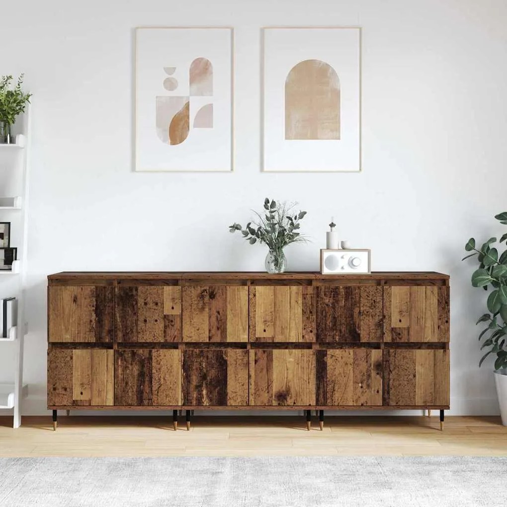 vidaXL Παραδοσιακά Πλευρικά Έπιπλα 3 pcs Παλαιό ξύλο 180 x 35 x 70 εκ