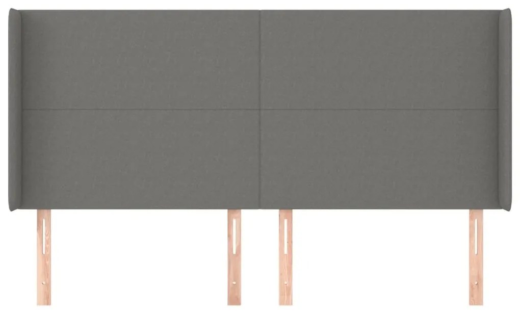 Κεφαλάρι με Πτερύγια Σκούρο Γκρι 183x16x118/128 εκ. Υφασμάτινο - Γκρι