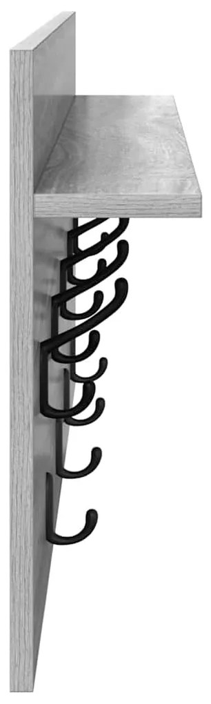 vidaXL Τοίχου Κρεμάστρα με ράφι Γκρίζο Σονομα 80 x 40 x 12 cm