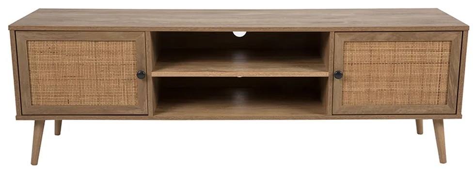 AMMOS TV STAND 2ΠΟΡΤΕΣ ΦΥΣΙΚΟ ΜΕ RATTAN 150x39xH49cm - 05-0471 - 05-0471