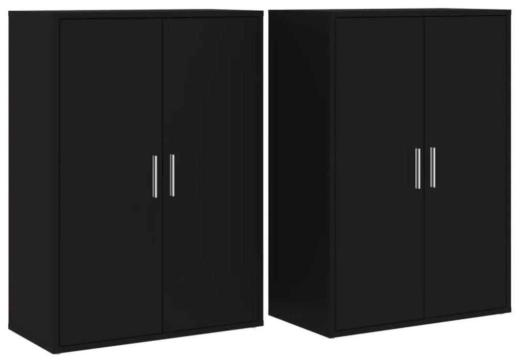 vidaXL Βοηθητικά Ντουλάπια 2 τεμ. Μαύρη 60 x 31 x 84 εκ. Επεξεργ. Ξύλο