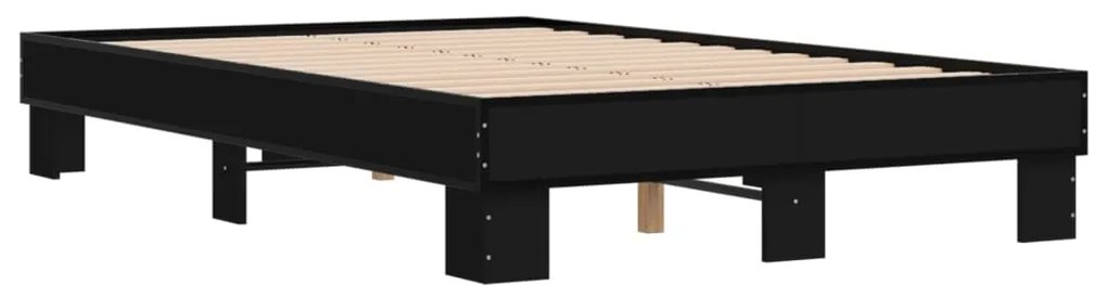 vidaXL Πλαίσιο Κρεβατιού Μαύρο 120x200 εκ. Επεξ. Ξύλο &amp; Μέταλλο